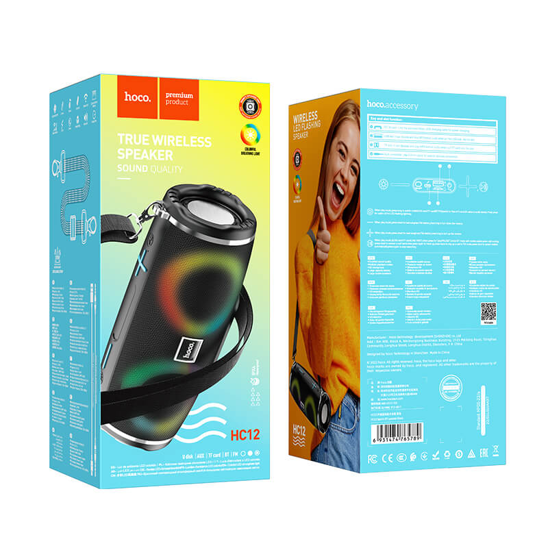 Hoco Portable Premium Bluetooth Speaker Built in LED Lights HC12
