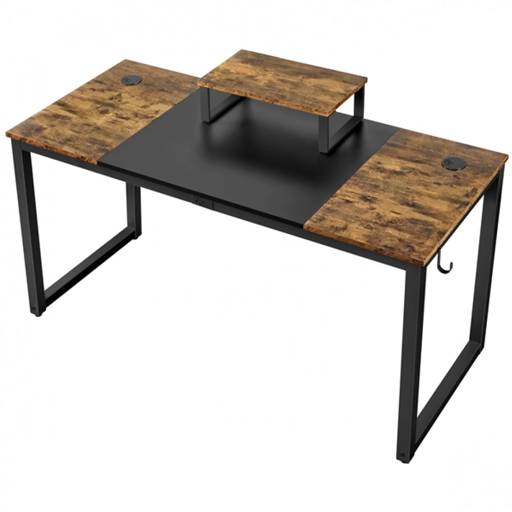 55-inch Large Computer Desk with Movable Monitor Stand