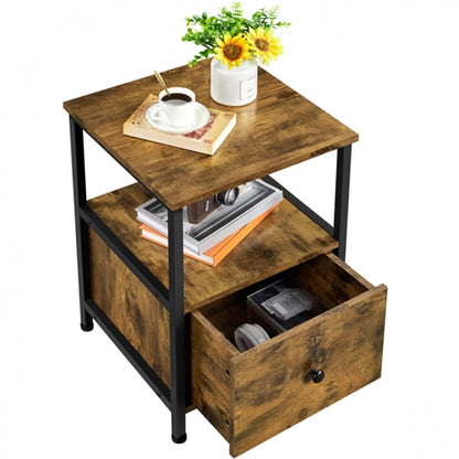Side Table with Drawer Open Shelf