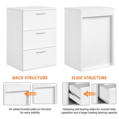 Set of 2 3 Drawers Side Table End Table