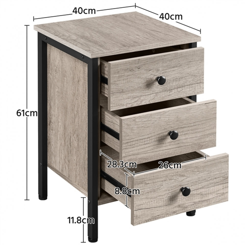 3 Drawer Nightstand Storage