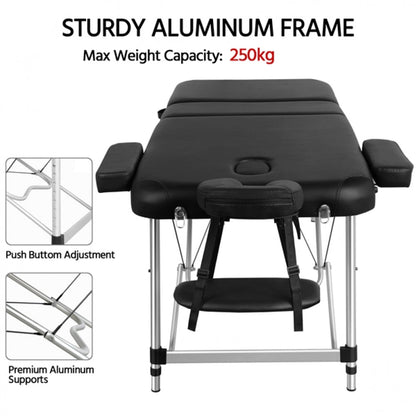 Adjustable 3 Fold Massage Bed Aluminum Alloy Massage Couch