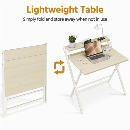 2-Tier Foldable Computer Desk w/ Monitor Shelf
