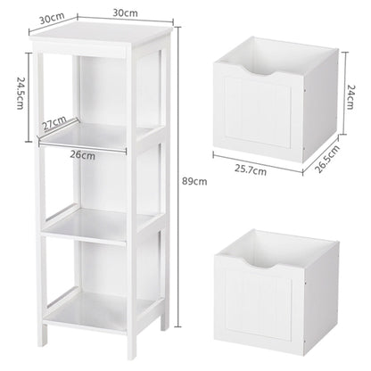 White Bathroom Cabinet 2 Hideaway Drawers 1 Shelf