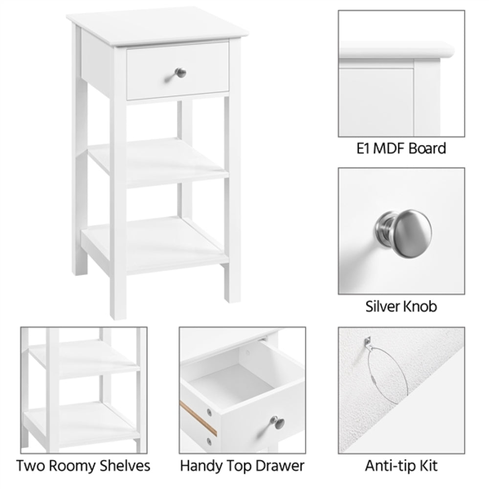 2PCS Narrow Bedside Table Nightstand