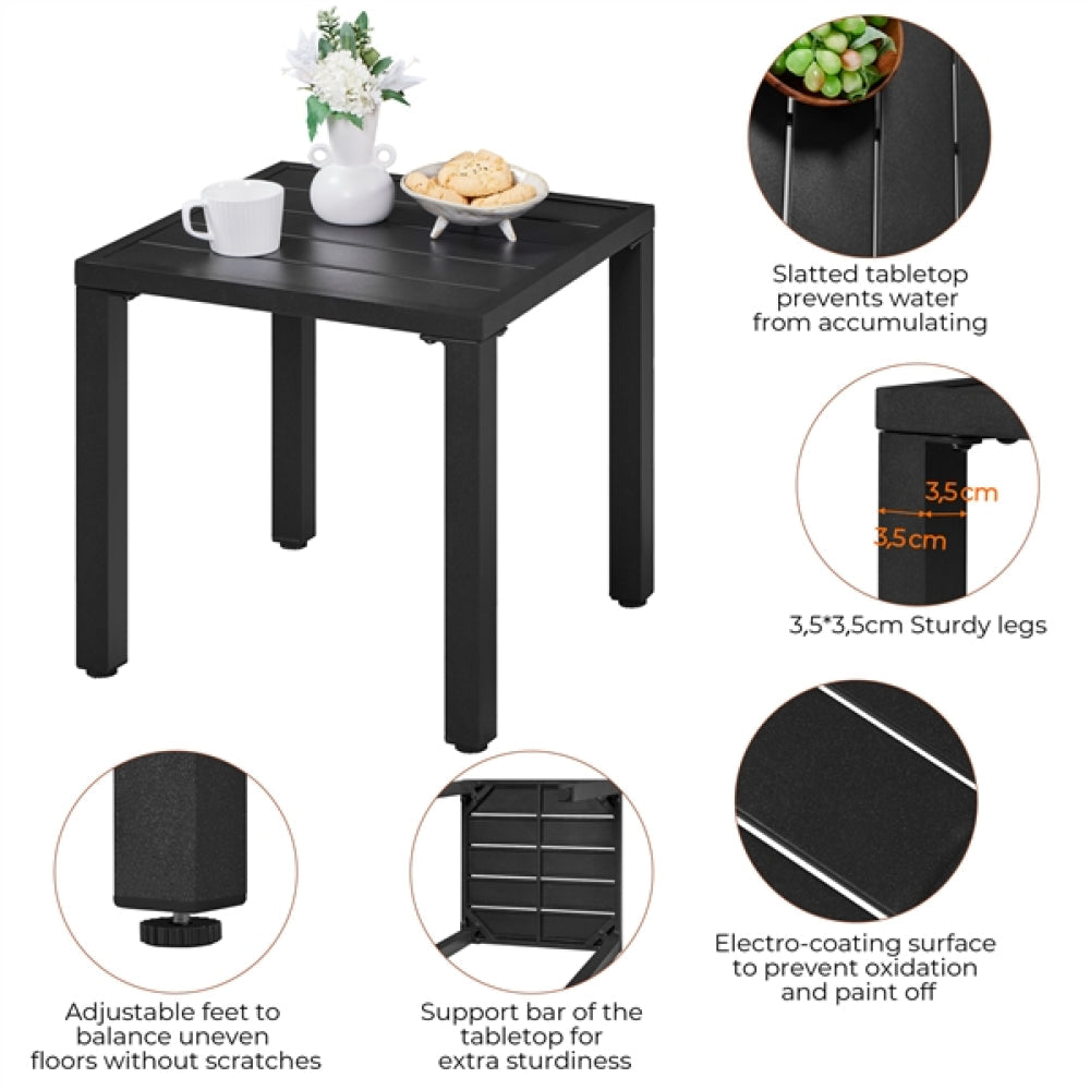 Outdoor Small Metal Square Side Table Garden Coffee End Table