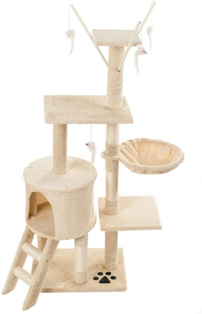 Cat Tree With Scratching Posts Perches, Basket Lounger And Ladder - The Shopsite