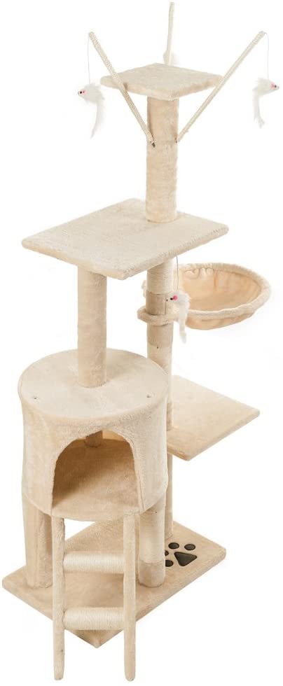 Cat Tree With Scratching Posts Perches, Basket Lounger And Ladder - The Shopsite