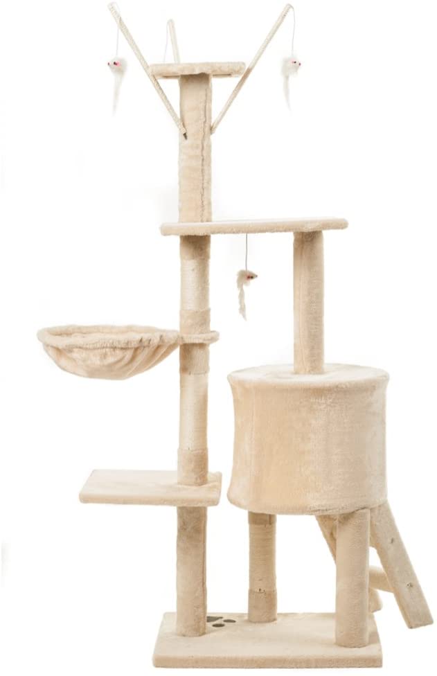 Cat Tree With Scratching Posts Perches, Basket Lounger And Ladder - The Shopsite