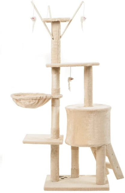 Cat Tree With Scratching Posts Perches, Basket Lounger And Ladder - The Shopsite