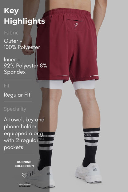 2 in 1 Mesh Shorts Maroon