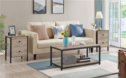 Metal-Framed Side Table with 2 Drawers