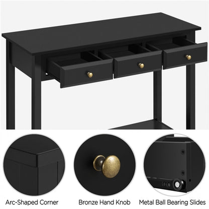 3-Drawer Console Table with Storage Shelf