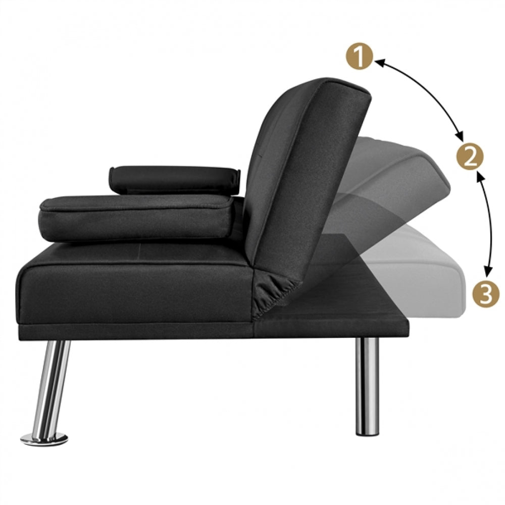 Fabric Upholstered Convertible Futon Sofa Bed