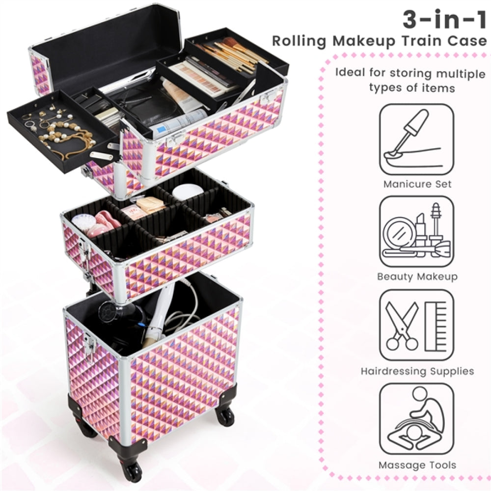 3-in-1 Rolling Makeup Train Case