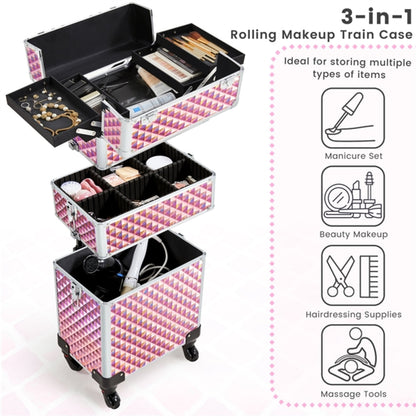 3-in-1 Rolling Makeup Train Case