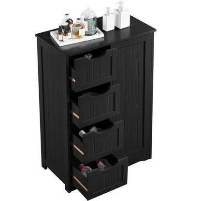 Wooden Bathroom Cabinet 4 Drawers & Cupboard Bathroom Storage Unit