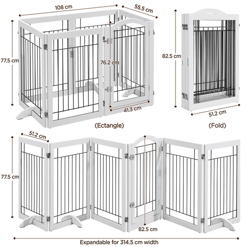 6-Panel Pet Puppy Safety Fence with 3 Support Feet