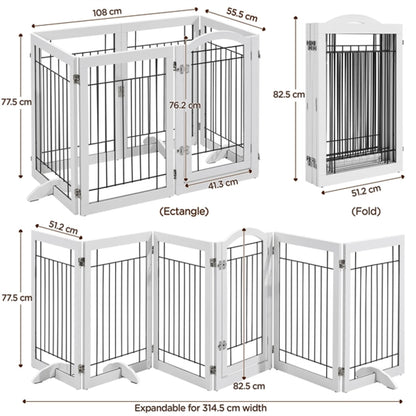 6-Panel Pet Puppy Safety Fence with 3 Support Feet