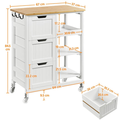 Kitchen Island with Wheels Kitchen Storage Serving Cart