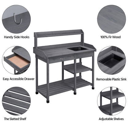 Garden Potting Bench with Basin Garden Work Bench Station