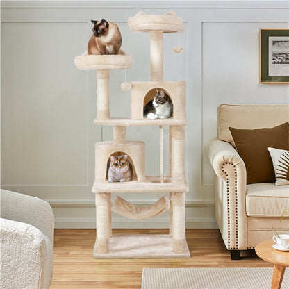 Multi-Level Cat Tree with 2 Condos & 2 Perches & Scratching Posts & Hammock