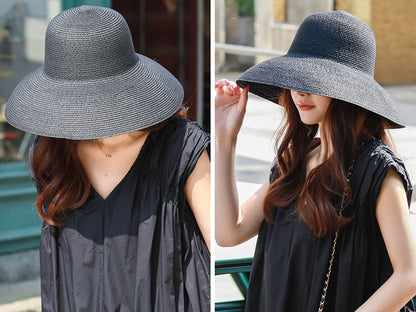 Sun Straw Hat Wide Brim Floppy Derby Summer Beach Cap WHITE