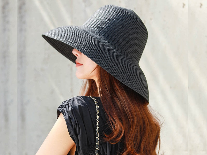 Sun Straw Hat Wide Brim Floppy Derby Summer Beach Cap WHITE