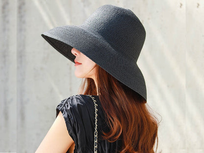 Sun Straw Hat Wide Brim Floppy Derby Summer Beach Cap WHITE
