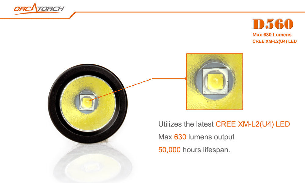 OrcaTorch D560 – 630 Lumen Dive Torch – RED