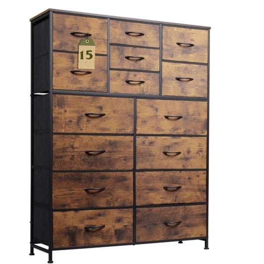Tall Dresser for Bedroom Furniture, Fabric Dressers Storage Tower with 15 Deep Drawers