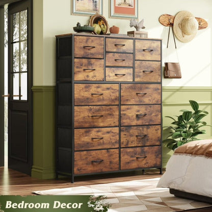 Tall Dresser for Bedroom Furniture, Fabric Dressers Storage Tower with 15 Deep Drawers