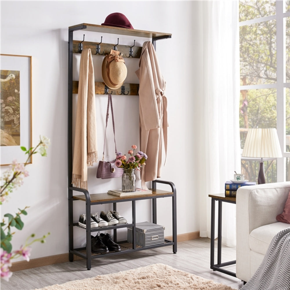 72” H Multifunctional Hall Tree with Bench &amp; Shoe Storage