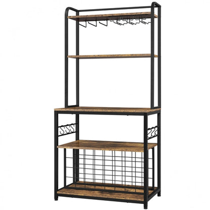 Freestanding Wine Rack with Glass Holder and Wine Storage
