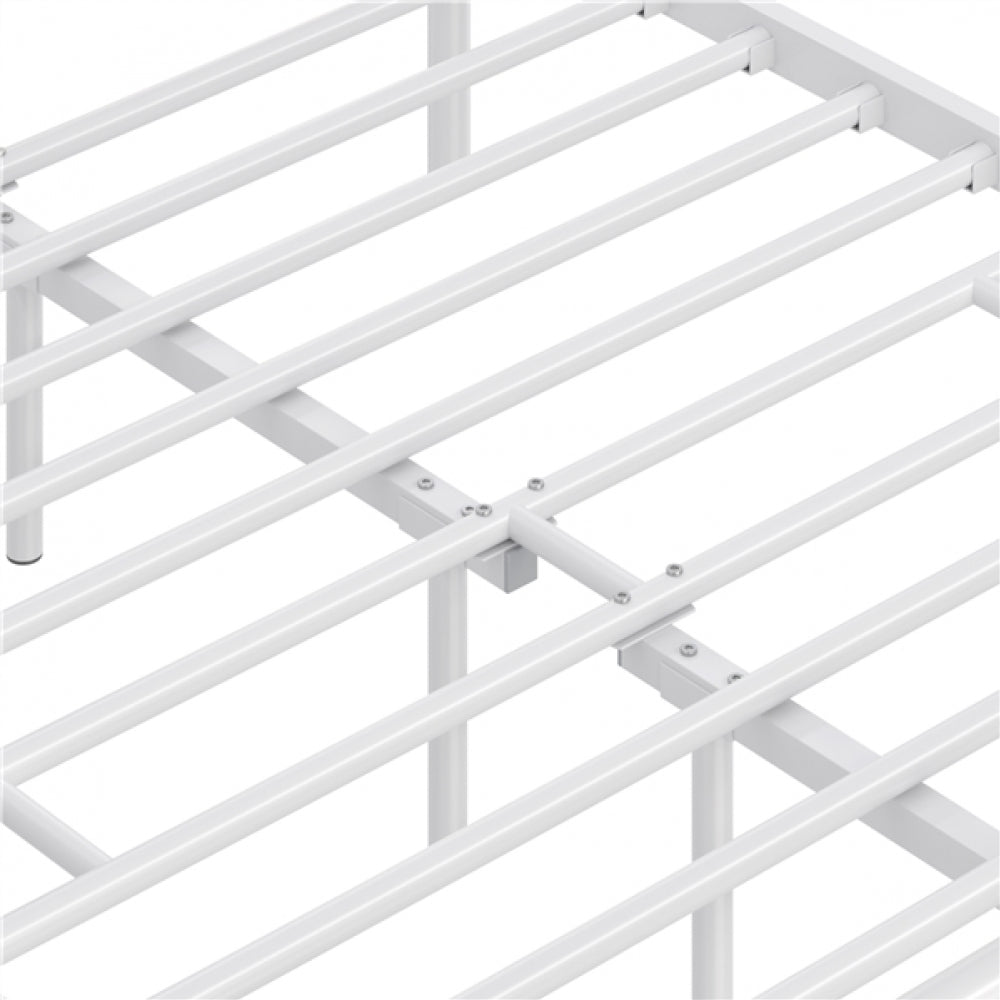 Metal Platform Bed Frame with Vintage Headboard and Footboard