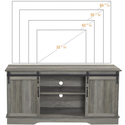 Sliding Barn Door TV Stand Grey Wash TV Cabinet