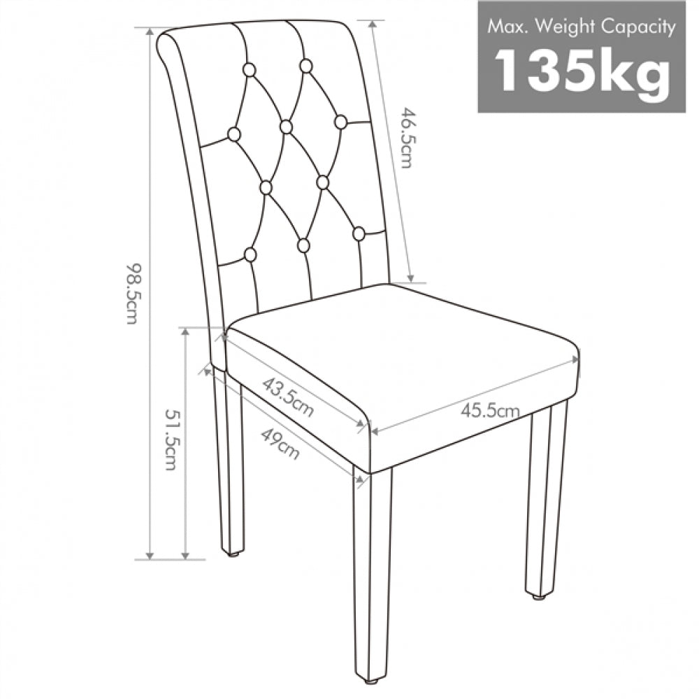 2pcs Dining Chair Button Tufted Padded Faux Leather