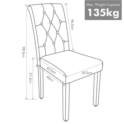 2pcs Dining Chair Button Tufted Padded Faux Leather