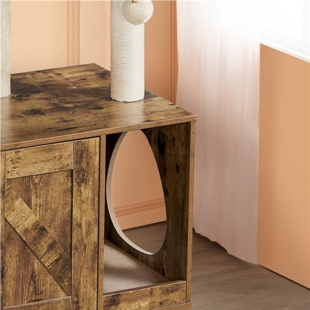 Litter Box Enclosure with Cat Tree Tower