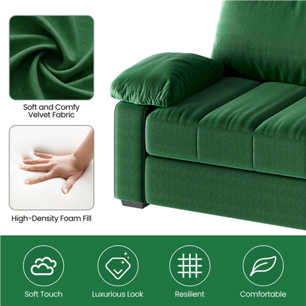 2-Seater Velvet Couch with Pillow Top Arms