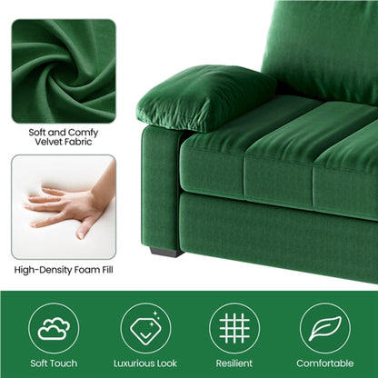 2-Seater Velvet Couch with Pillow Top Arms