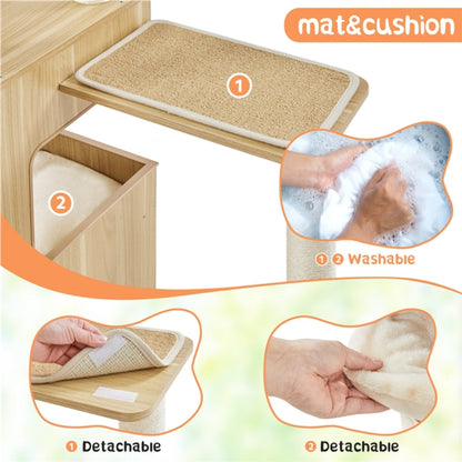 53" Tall Wooden Cat Tree Tower