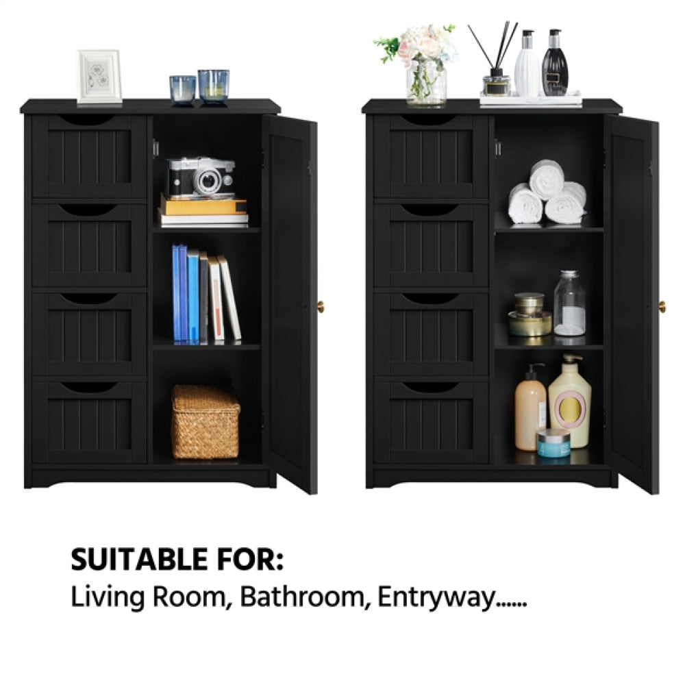 Wooden Bathroom Cabinet 4 Drawers & Cupboard Bathroom Storage Unit