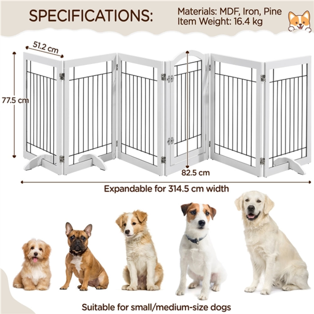 6-Panel Pet Puppy Safety Fence with 3 Support Feet