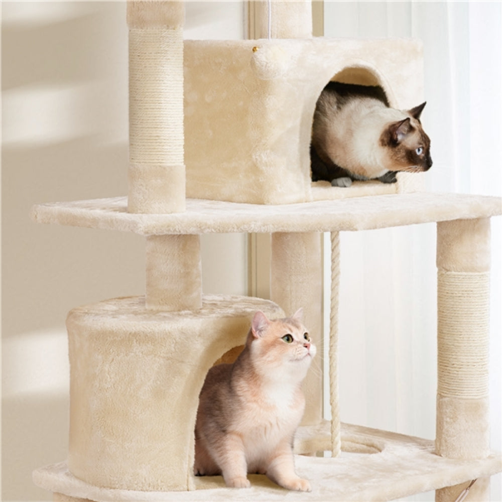 Multi-Level Cat Tree with 2 Condos & 2 Perches & Scratching Posts & Hammock
