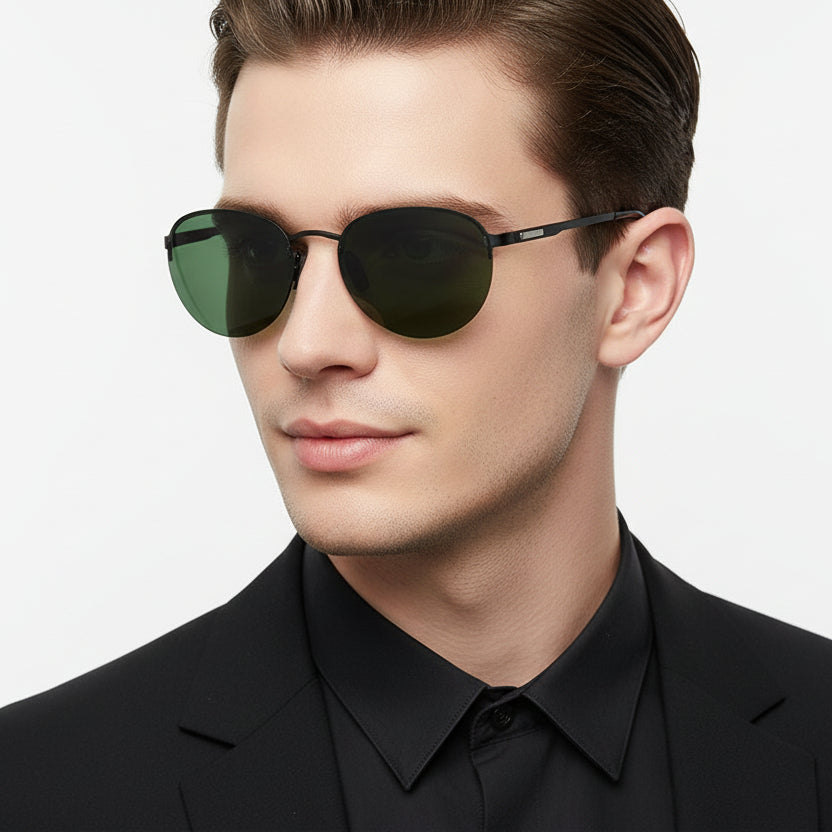 BLACK/ DARK GREEN HD Polarized Lens Sunglasses Anti-Blue Ray Hydrophobic
