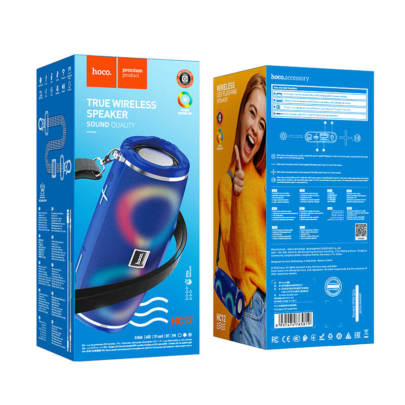 Hoco Portable Premium Bluetooth Speaker Built in LED Lights HC12