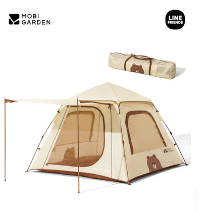 Mobi Garden x LINE FRIENDS Auto Tent 3–4 Person – Brown Bear MGD2435