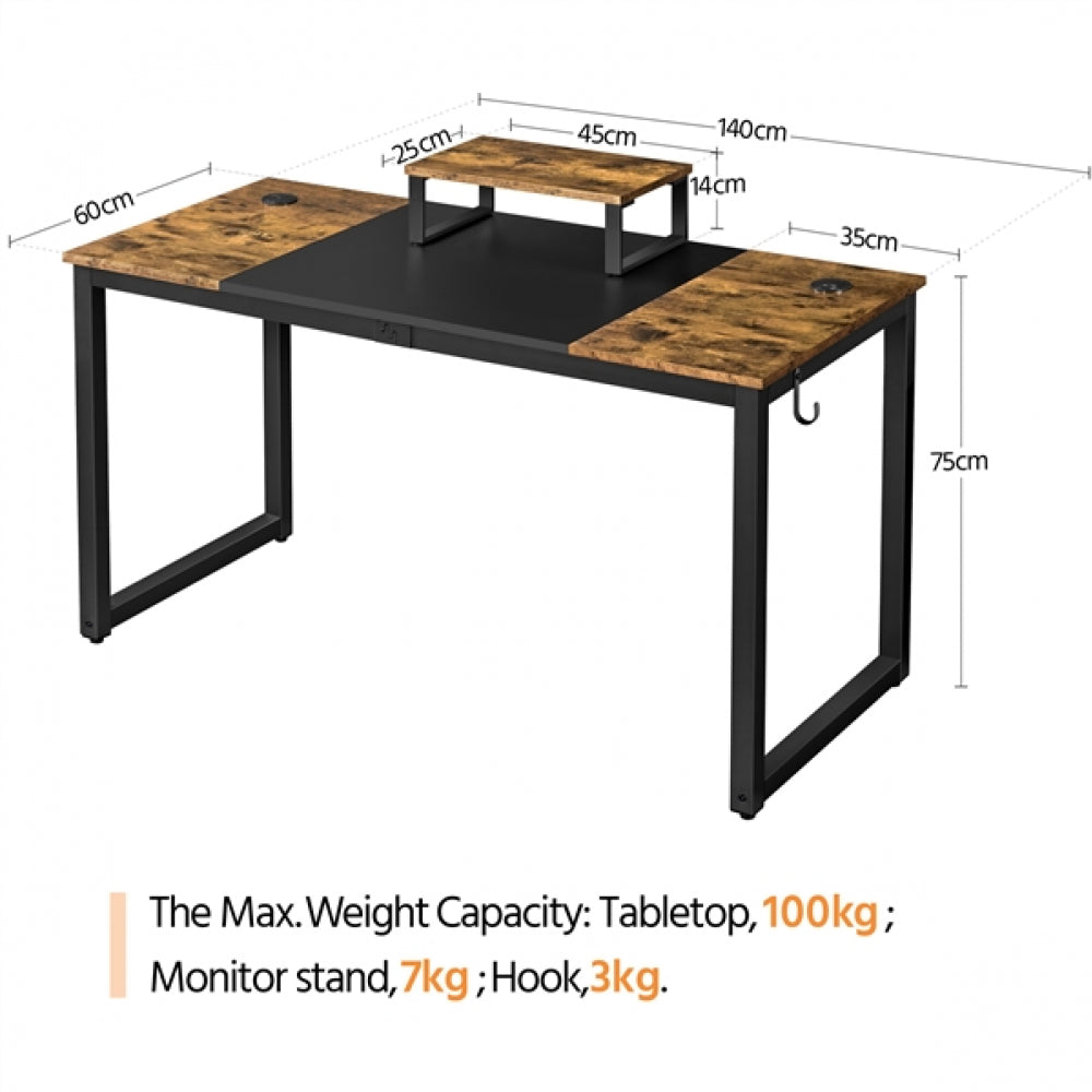 55-inch Large Computer Desk with Movable Monitor Stand