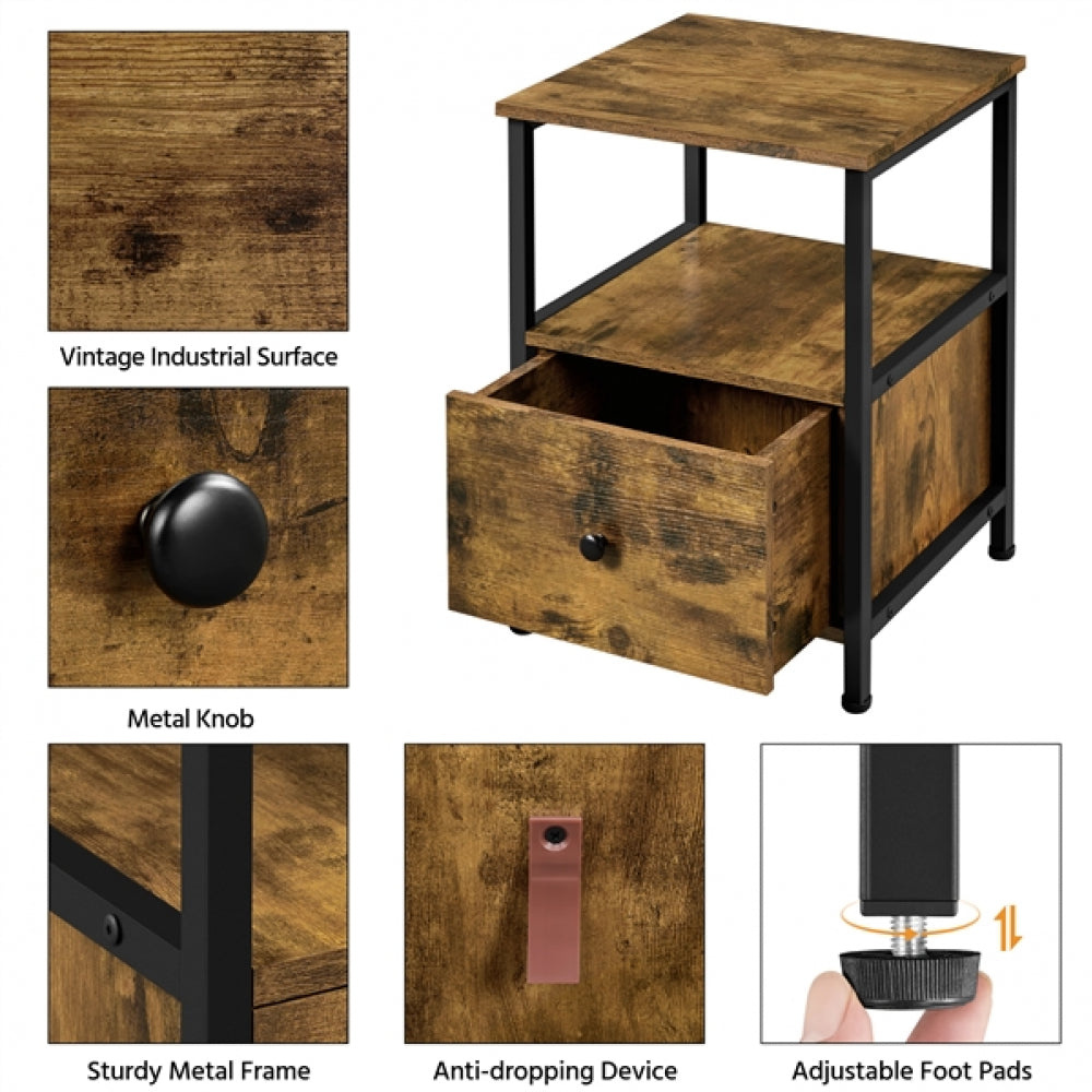 Side Table with Drawer Open Shelf